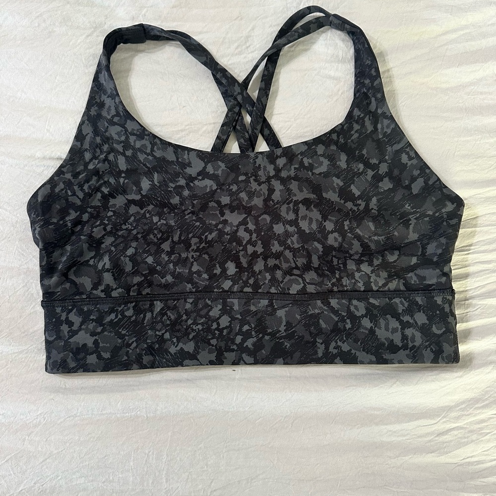 lululemon athletica Charcoal Black Patterned Crisscross Sports Bra